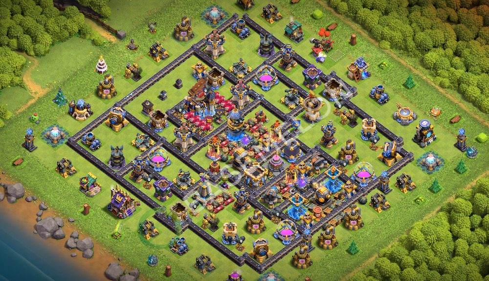 Town Hall Level 18 Trophy/Defense Base Design 2026, Anti 2 Stars, Layout #3885