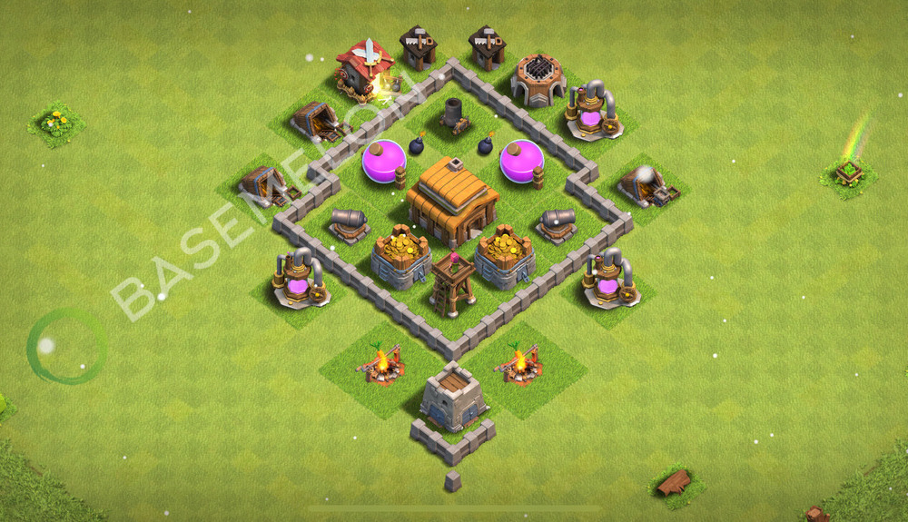 Town Hall Level 3 Trophy/Defense Base Design 2025, Hybrid, Layout #1062