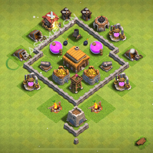 Town Hall Level 3 Trophy/Defense Base Design 2025, Hybrid, Layout #1062