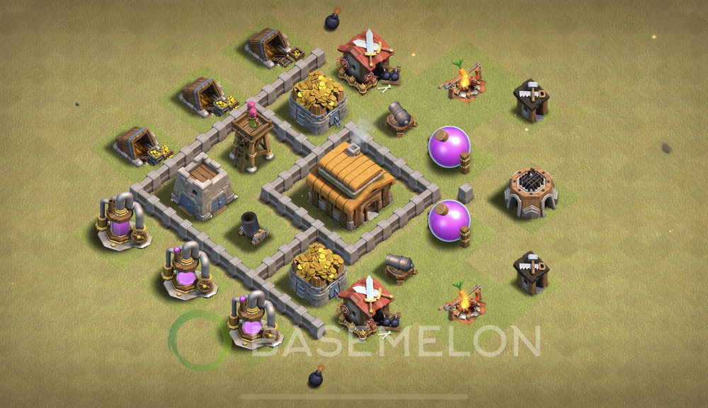 Town Hall Level 3 War Base Design 2025, Anti 2 Stars, Hybrid, Layout #1196