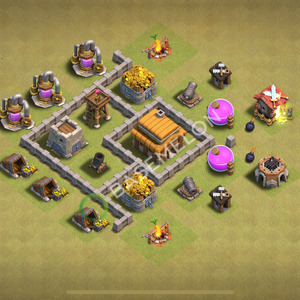 Town Hall Level 3 War Base Design 2025, Anti 2 Stars, Hybrid, Layout #1196