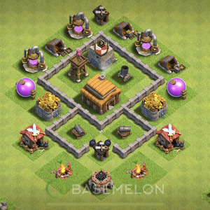 Town Hall Level 3 Trophy/Defense Base Design 2025, Unbeatable, Anti Everything, Layout #1472