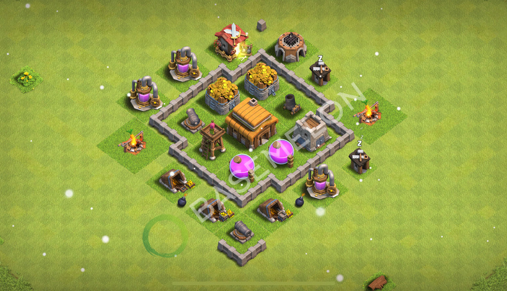 Town Hall Level 3 Trophy/Defense Base Design 2025, Anti 3 Stars, Hybrid, Layout #1718