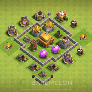 Town Hall Level 3 Trophy/Defense Base Design 2025, Anti 3 Stars, Hybrid, Layout #1718