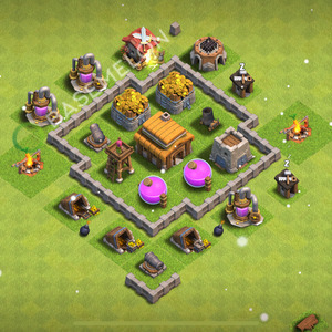 Town Hall Level 3 Trophy/Defense Base Design 2025, Anti 3 Stars, Hybrid, Layout #1718