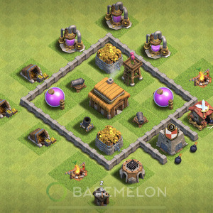 Town Hall Level 3 Trophy/Defense Base Design 2025, Max Levels, Anti Everything, Layout #1726