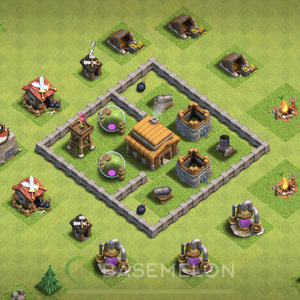 Town Hall Level 3 Trophy/Defense Base Design 2025, Max Levels, Hybrid, Layout #1880