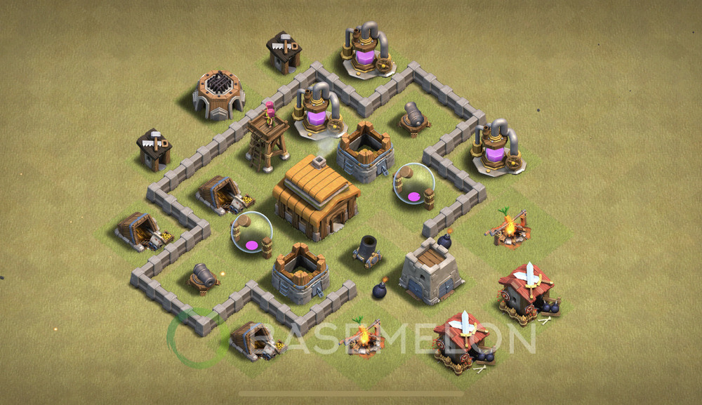 Town Hall Level 3 War Base Design 2025, Hybrid, Layout #1906
