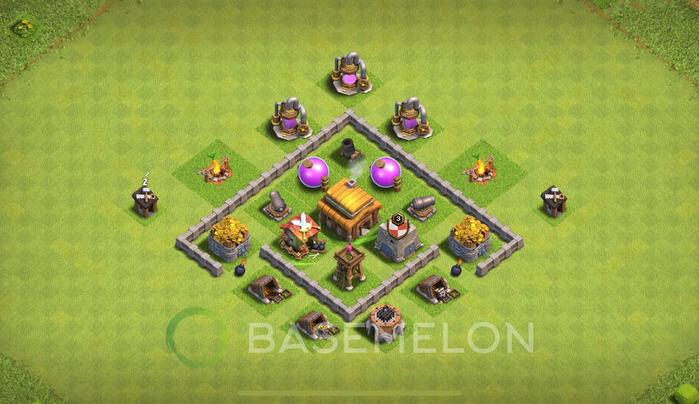 Town Hall Level 3 Trophy/Defense Base Design 2024, Anti 3 Stars, Hybrid, Layout #199