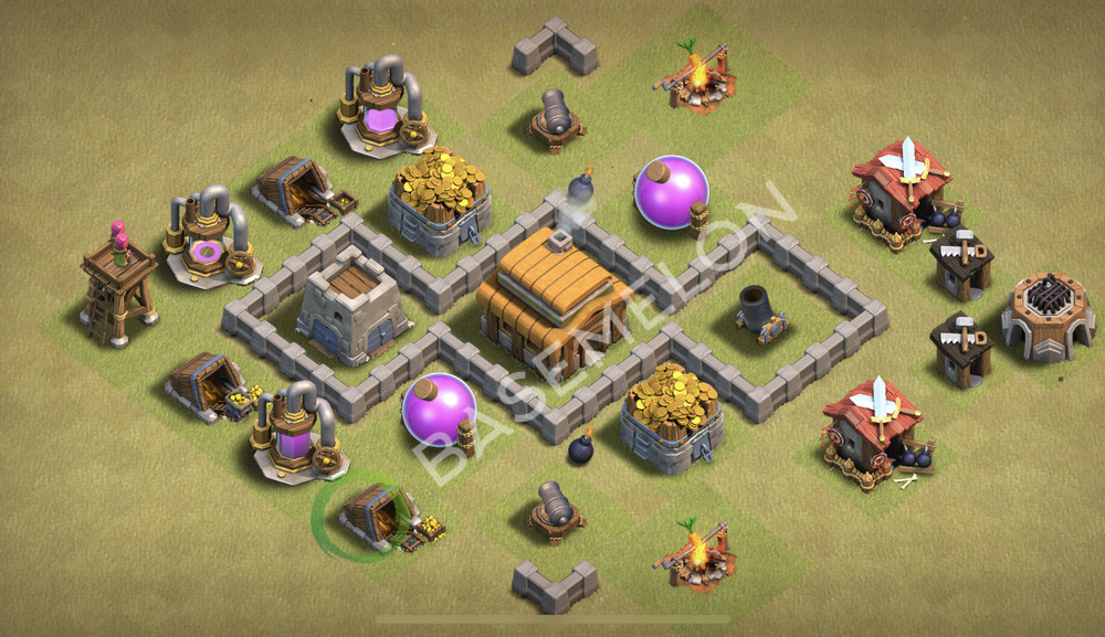 Aldea del Ayuntamiento Nivel 3 para Guerra, Niveles Máximos, Anti 3 Estrellas Diseño 2026, #2836