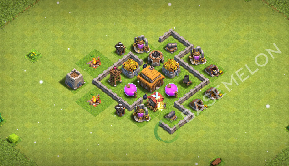 Town Hall Level 3 Trophy/Defense Base Design 2026, Anti 2 Stars, Hybrid, Layout #2950