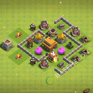 Town Hall Level 3 Trophy/Defense Base Design 2026, Anti 2 Stars, Hybrid, Layout #2950