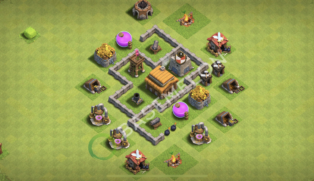 Town Hall Level 3 Trophy/Defense Base Design 2026, Max Levels, Anti Everything, Layout #3355