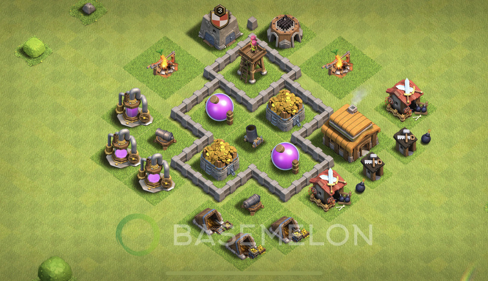 Town Hall Level 3 Farm Base Design 2024, Max Levels, Layout #394