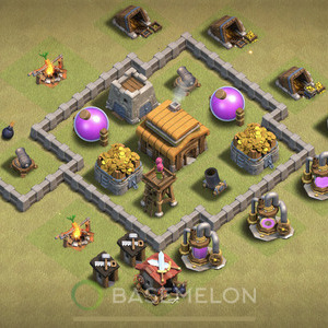 Town Hall Level 3 War Base Design, Anti 3 Stars, Hybrid, Layout #470