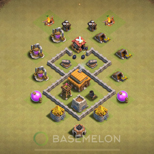 Town Hall Level 3 War Base Design, Anti 3 Stars, Layout #585