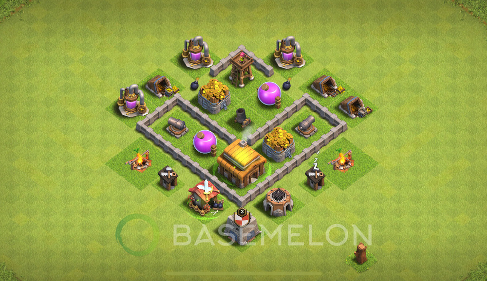 Town Hall Level 3 Farm Base Design 2024, Max Levels, Anti Everything, Layout #745