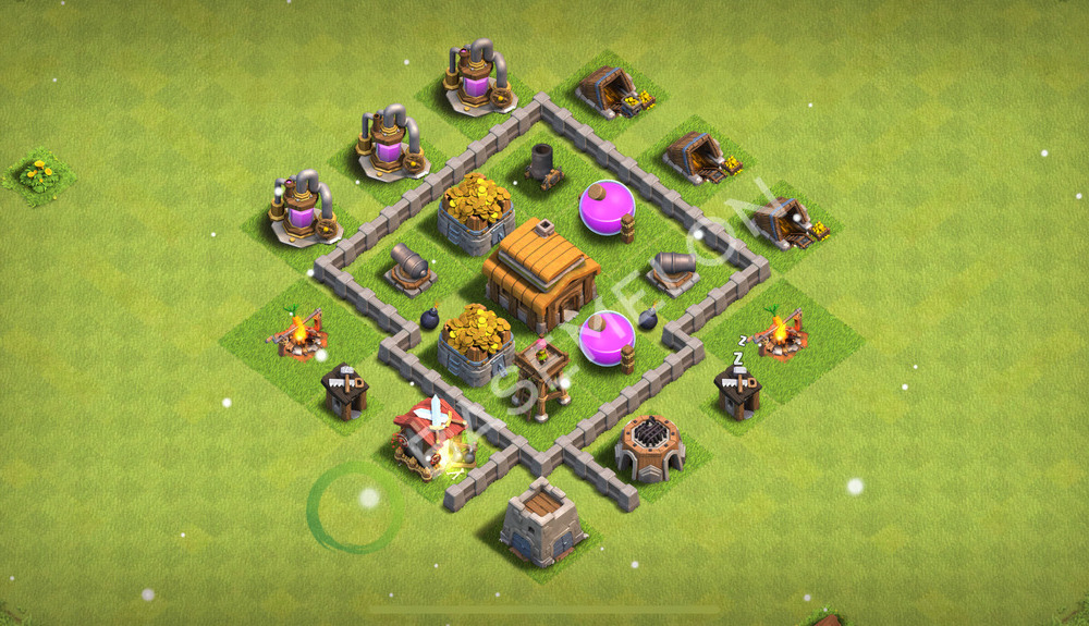 Town Hall Level 3 Trophy/Defense Base Design 2026, Hybrid, Layout #890