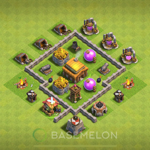 Town Hall Level 3 Trophy/Defense Base Design 2025, Hybrid, Layout #890