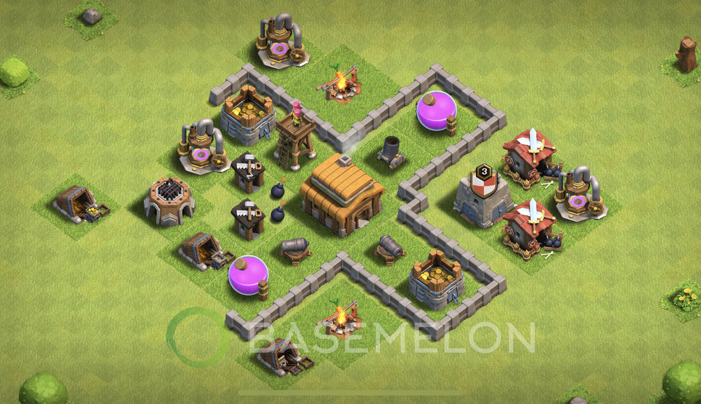 Town Hall Level 3 Trophy/Defense Base Design 2025, Anti Everything, Layout #911