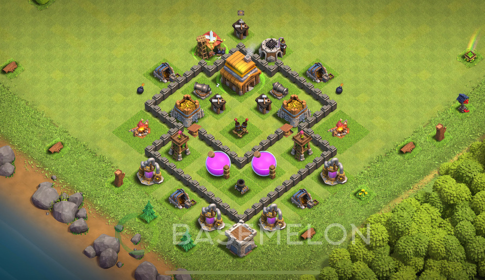 Town Hall Level 4 Farm Base Design 2025, Max Levels, Anti Everything, Layout #1204