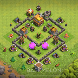 Town Hall Level 4 Farm Base Design 2025, Max Levels, Anti Everything, Layout #1204