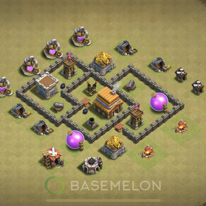 Town Hall Level 4 War Base Design 2025, Max Levels, Anti Everything, Layout #1242