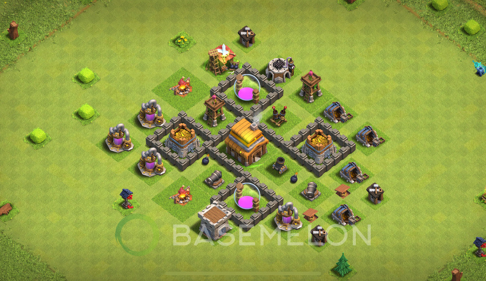 Town Hall Level 4 Farm Base Design 2025, Max Levels, Hybrid, Layout #1352