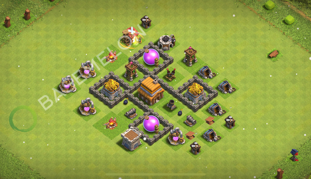 Town Hall Level 4 Farm Base Design 2026, Max Levels, Hybrid, Layout #1352