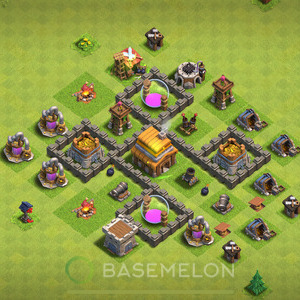 Town Hall Level 4 Farm Base Design 2025, Max Levels, Hybrid, Layout #1352