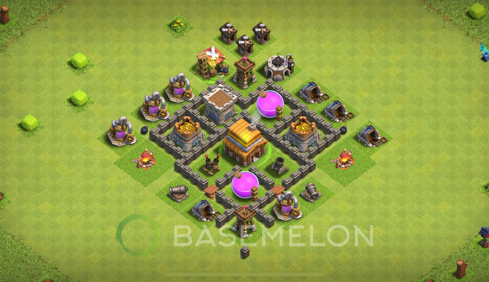 Town Hall Level 4 Farm Base Design 2025, Max Levels, Layout #1356