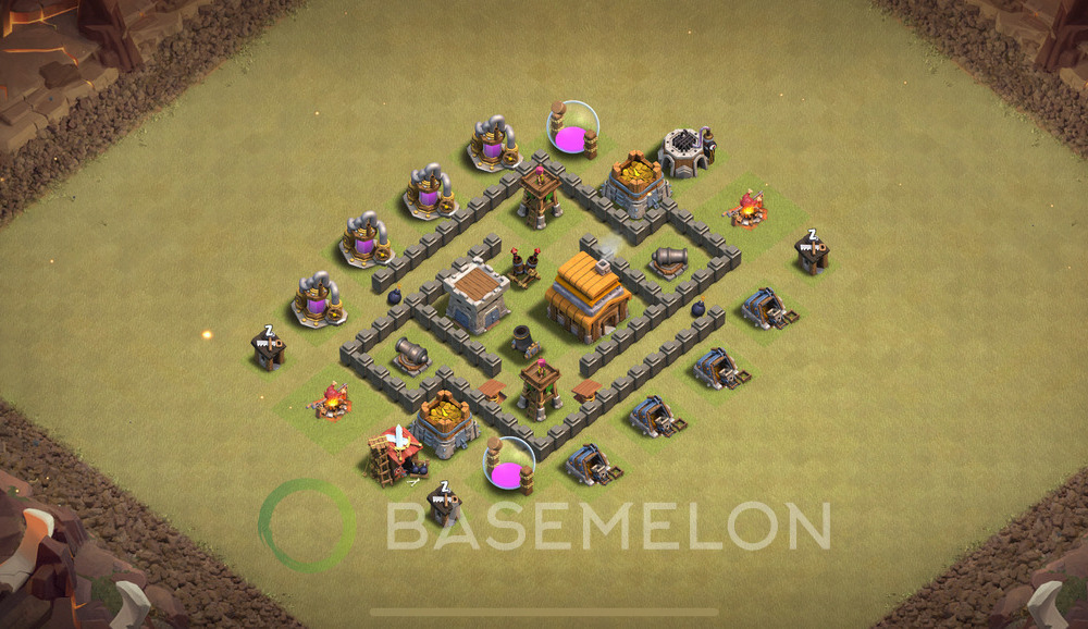 Town Hall Level 4 War Base Design 2025, Anti 3 Stars, Anti Everything, Layout #1369