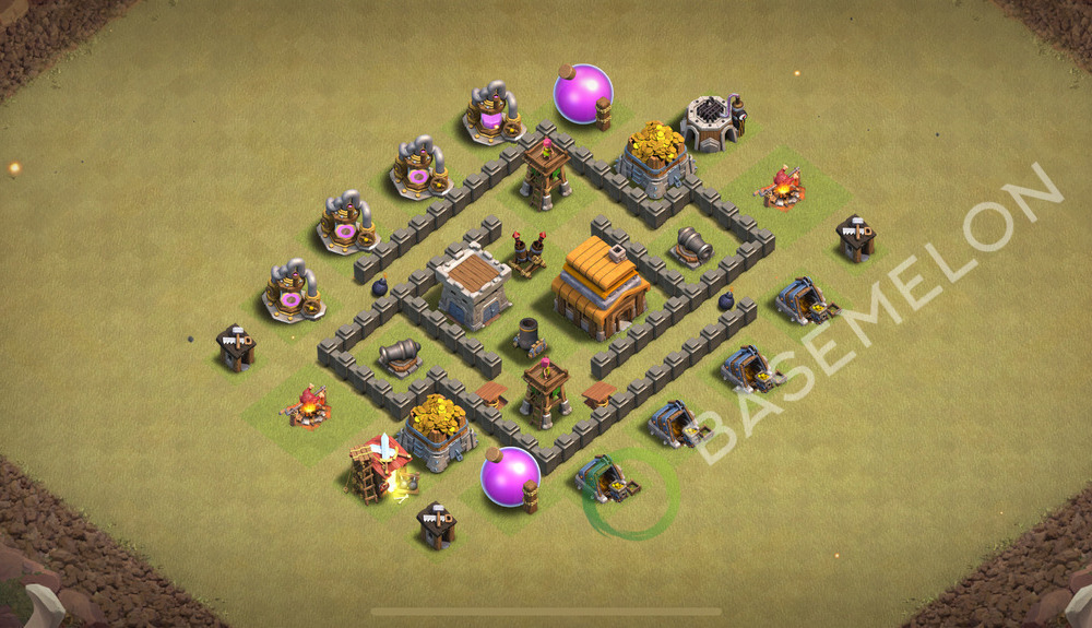 Aldea del Ayuntamiento Nivel 4 para Guerra, Anti 3 Estrellas, Anti Todo Diseño 2026, #1369