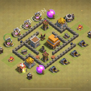 Town Hall Level 4 War Base Design 2025, Anti 3 Stars, Anti Everything, Layout #1369