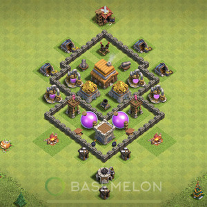 Town Hall Level 4 Farm Base Design, Anti Everything, Hybrid, Layout #170