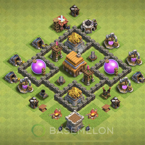 Town Hall Level 4 Farm Base Design 2025, Max Levels, Hybrid, Layout #1782
