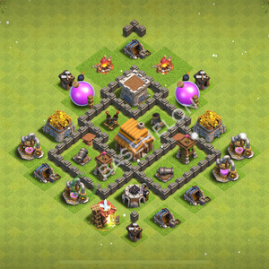 Town Hall Level 4 Trophy/Defense Base Design 2025, Anti 3 Stars, Layout #1846