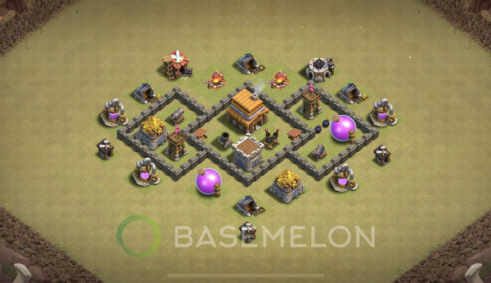 Rathaus Level 4 Krieg Base 2025, Anti 3 Sterne, Anti Air, Layout #1855