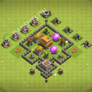 Town Hall Level 4 Farm Base Design 2025, Anti Everything, Hybrid, Layout #1864