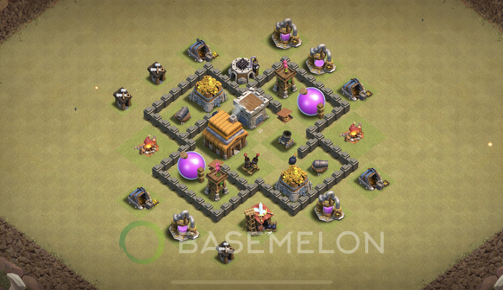 Hôtel de Ville Level 4 Guerre GDC Base  2025, Anti 3 Étoiles, Hybride, Village #1932
