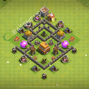 Town Hall Level 4 Trophy/Defense Base Design 2025, Anti 3 Stars, Anti Everything, Layout #1955