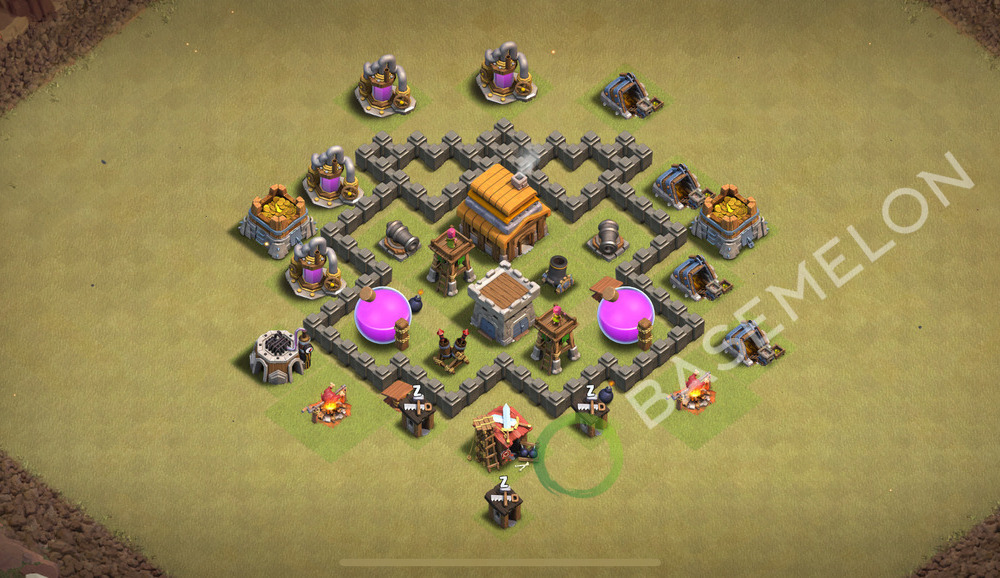 Town Hall Level 4 War Base Design 2025, Anti 2 Stars, Anti Everything, Layout #2197