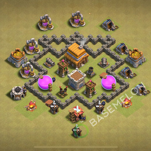 Town Hall Level 4 War Base Design 2025, Anti 2 Stars, Anti Everything, Layout #2197