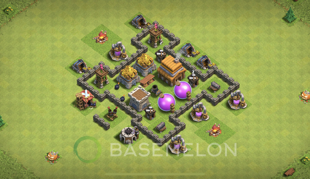 Town Hall Level 4 Farm Base Design 2024, Max Levels, Layout #24
