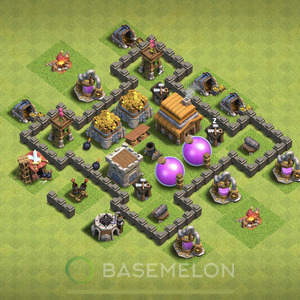 Town Hall Level 4 Farm Base Design, Max Levels, Layout #24
