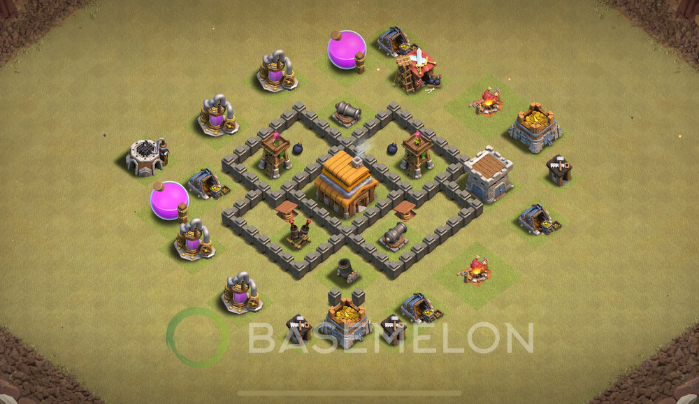 Town Hall Level 4 War Base Design 2024, Anti 2 Stars, Anti Air, Layout #250