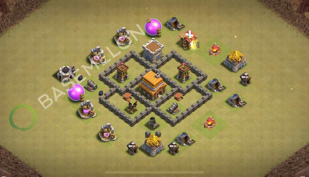 Town Hall Level 4 War Base Design 2025, Anti 2 Stars, Anti Air, Layout #250