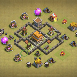 Town Hall Level 4 War Base Design 2025, Anti 2 Stars, Anti Air, Layout #250