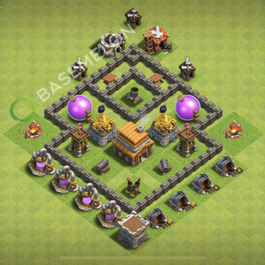 Rathaus Level 4 Verteidigung Base 2026, Max Level, Hybrid, Layout #2689