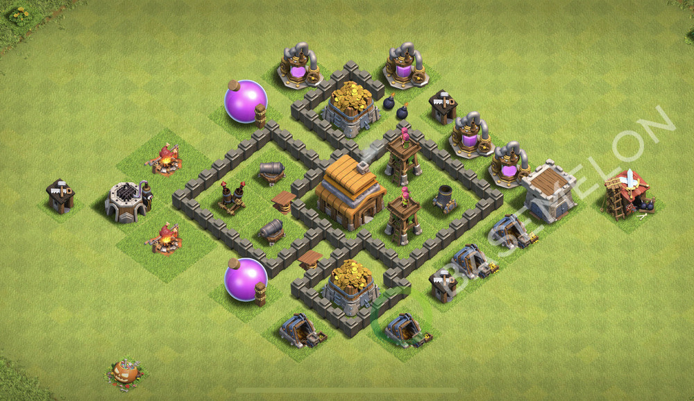 Rathaus Level 4 Verteidigung Base 2026, Max Level, Anti Alles, Layout #2714